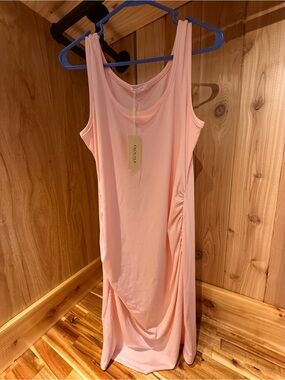 Ekouaer Sleeveless Pink Midi Maternity Dress